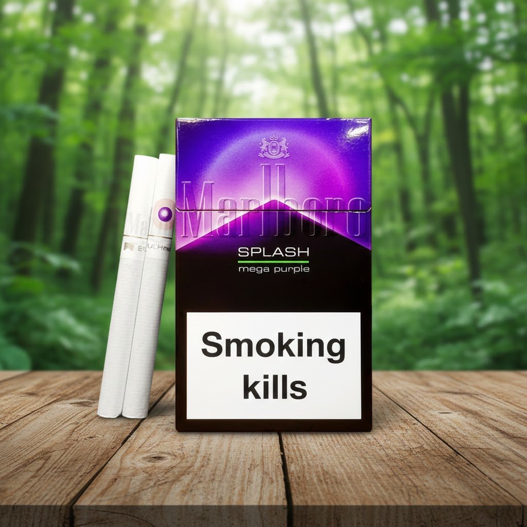 บุหรี่ Marlboro Splash Mega Purple กลิ่นองุ่น เม็ดบีบใหญ่พิเศษ นำเข้าจากสวิตเซอร์แลนด์