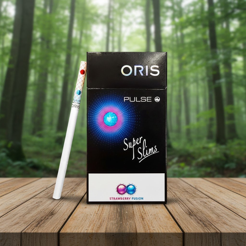 บุหรี่ Oris Pulse Strawberry Fusion มวนซูเปอร์สลิม 2 เม็ดบีบ กลิ่นสตรอว์เบอร์รี