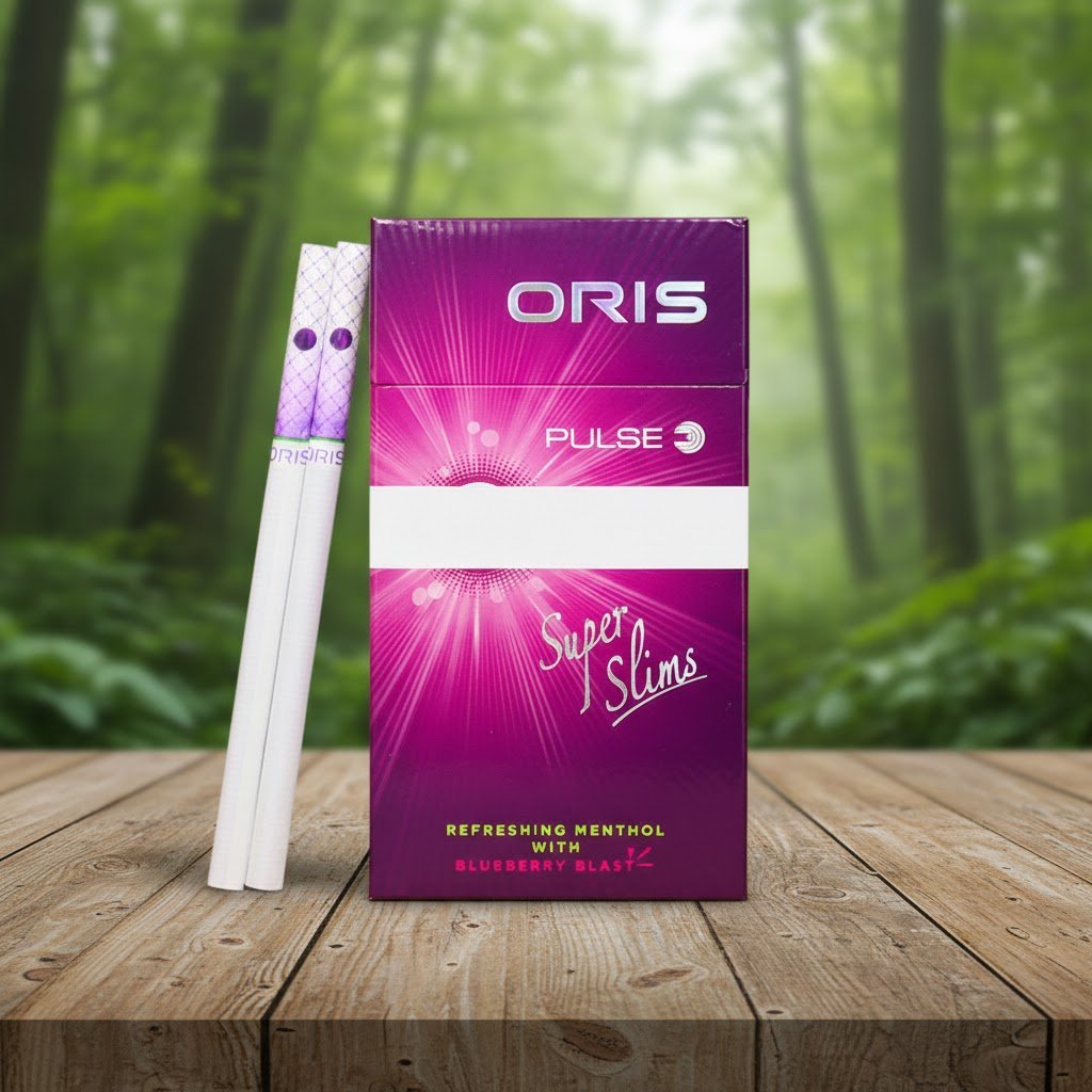 บุหรี่ Oris Pulse Menthol with Blueberry มวนซูเปอร์สลิม 1 เม็ดบีบ กลิ่นบลูเบอร์รี่เมนทอล