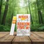 ซองบุหรี่ THIS Africa Mola Random Five ลายกราฟิกสีส้มและสัญลักษณ์รูปช้าง วางบนโต๊ะไม้ท่ามกลางป่าธรรมชาติ