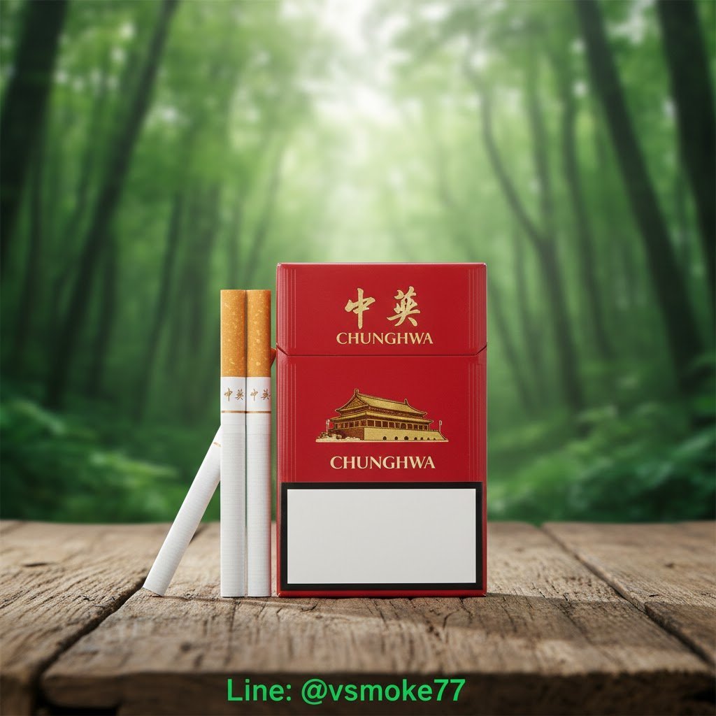 บุหรี่ Chunghwa Superslim ซองสีแดงพรีเมียม ลายสัญลักษณ์เทียนอันเหมิน