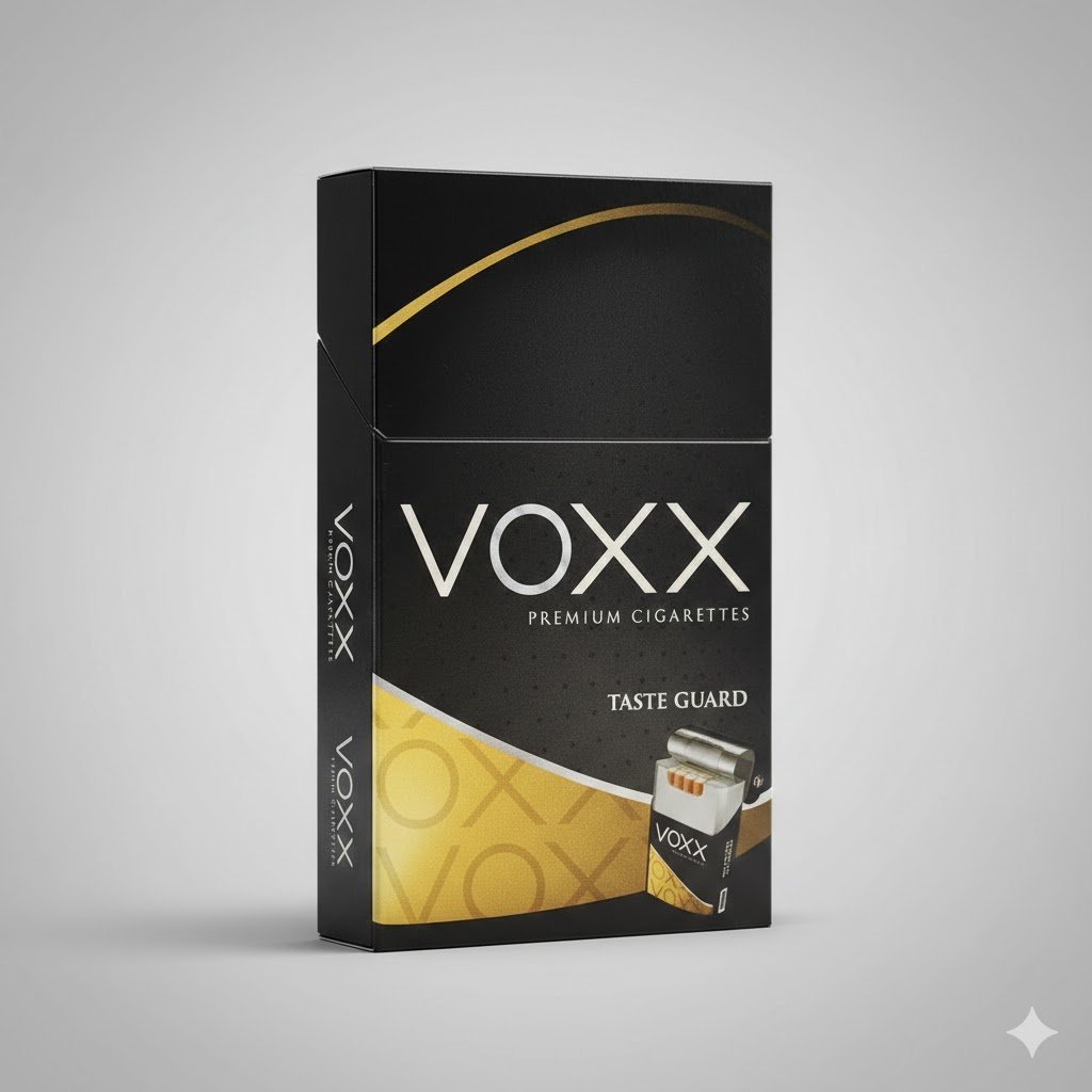 ซองบุหรี่ Voxx แบบซองแข็ง สีดำตัดทอง ดีไซน์เรียบหรู สำหรับวัยทำงาน