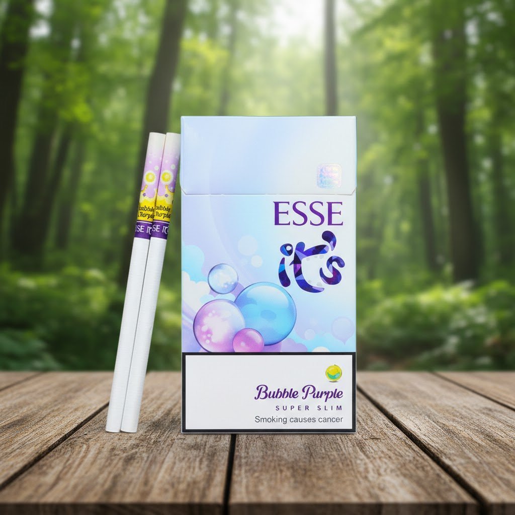 Esse Bubble Purple Super Slim บุหรี่เกาหลี กลิ่นลูกกวาดหอมหวานอมเปรี้ยว | Esse Bubble Purple Super Slim