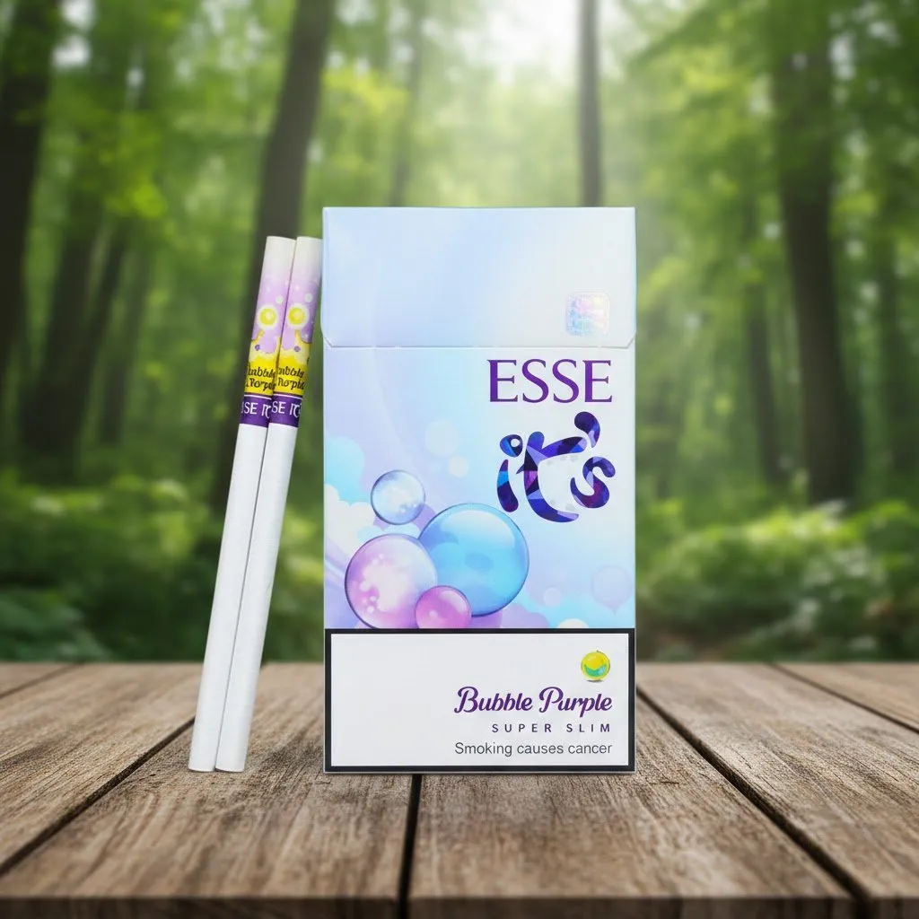 Esse Bubble Purple Super Slim บุหรี่เกาหลี กลิ่นลูกกวาดหอมหวานอมเปรี้ยว | Esse Bubble Purple Super Slim