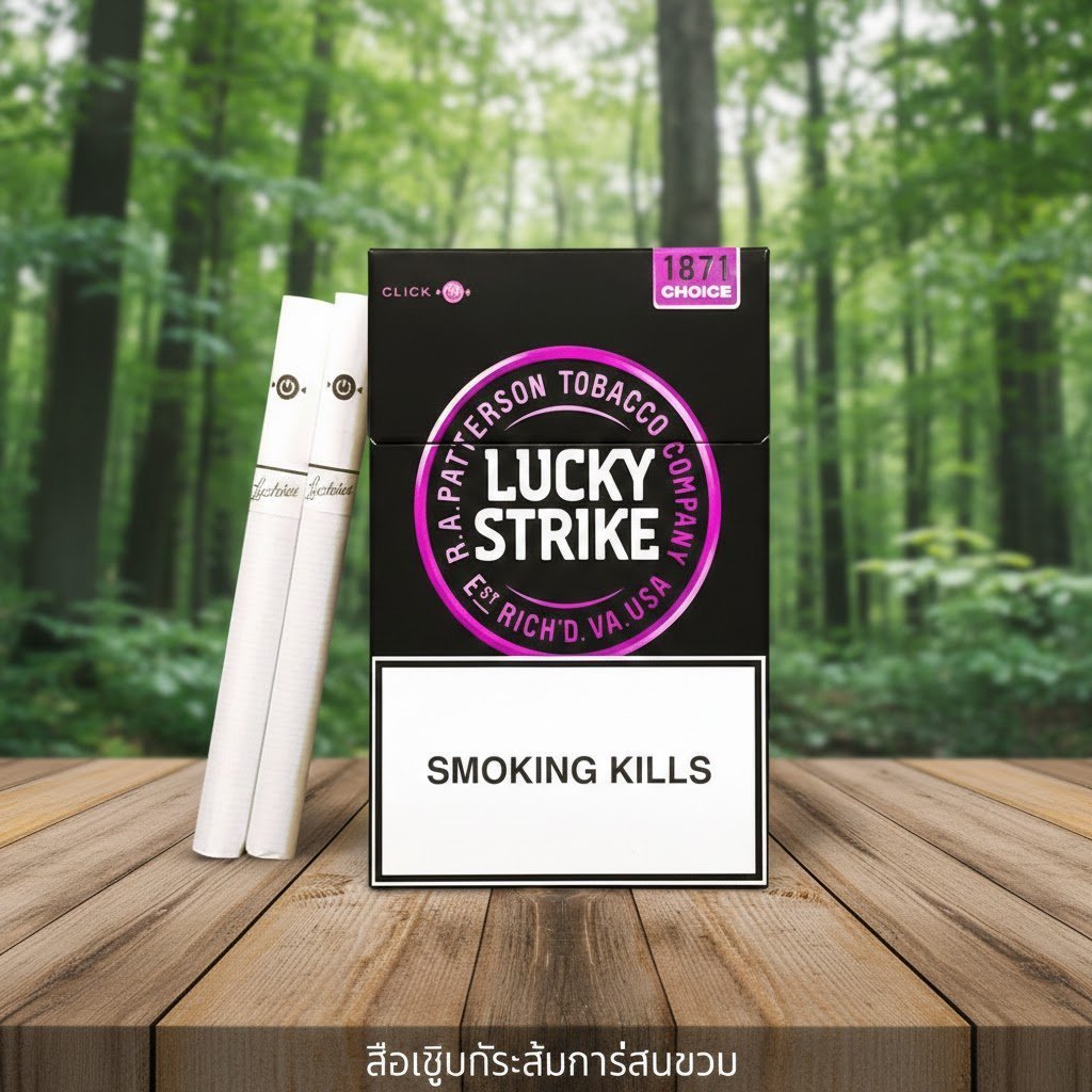 Lucky Strike Purple (ลัคกี้ สไตรค์ ม่วง) บุหรี่นอกกลิ่นบลูเบอร์รี่ 1 เม็ดบีบ | Lucky Strike Purple