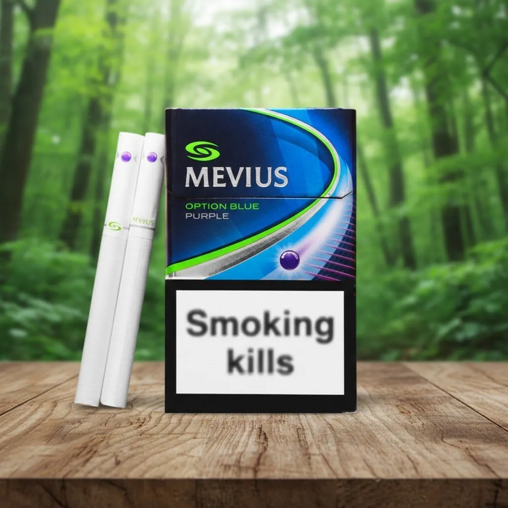 Mevius Option Blue Purple บุหรี่ญี่ปุ่น 1 เม็ดบีบ หอมกลิ่นองุ่น เย็นนุ่มระดับพรีเมียม | Mevius Option Blue Purple
