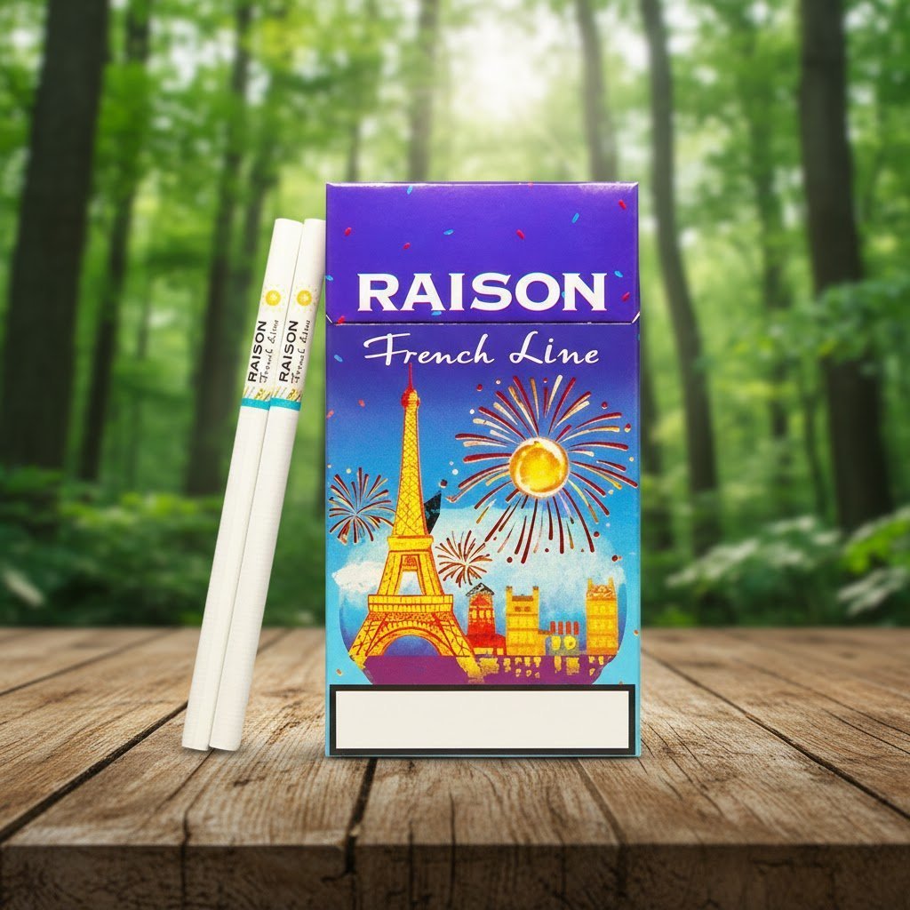 Raison French Line Blue (ไรสัน ฟรานซ์ ไลน์ บลู) บุหรี่นอกมวนสลิม เม็ดบีบกลิ่นโยเกิร์ต | Raison French Line Blue