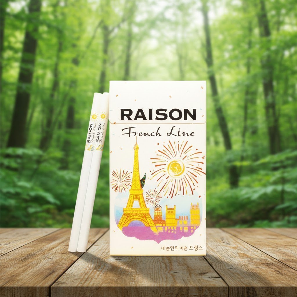 Raison French Line White บุหรี่นอกเกาหลี มวนสลิม เม็ดบีบหอมกลิ่นผลไม้ | Raison French Line White