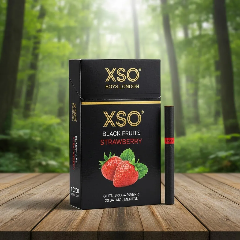 XSO Black Fruits Strawberry (เอ็กซ์โซ สตรอว์เบอร์รี) บุหรี่นอกมวนดำ กลิ่นหอมผลไม้ มาตรฐ… | XSO Black Fruits Strawberry